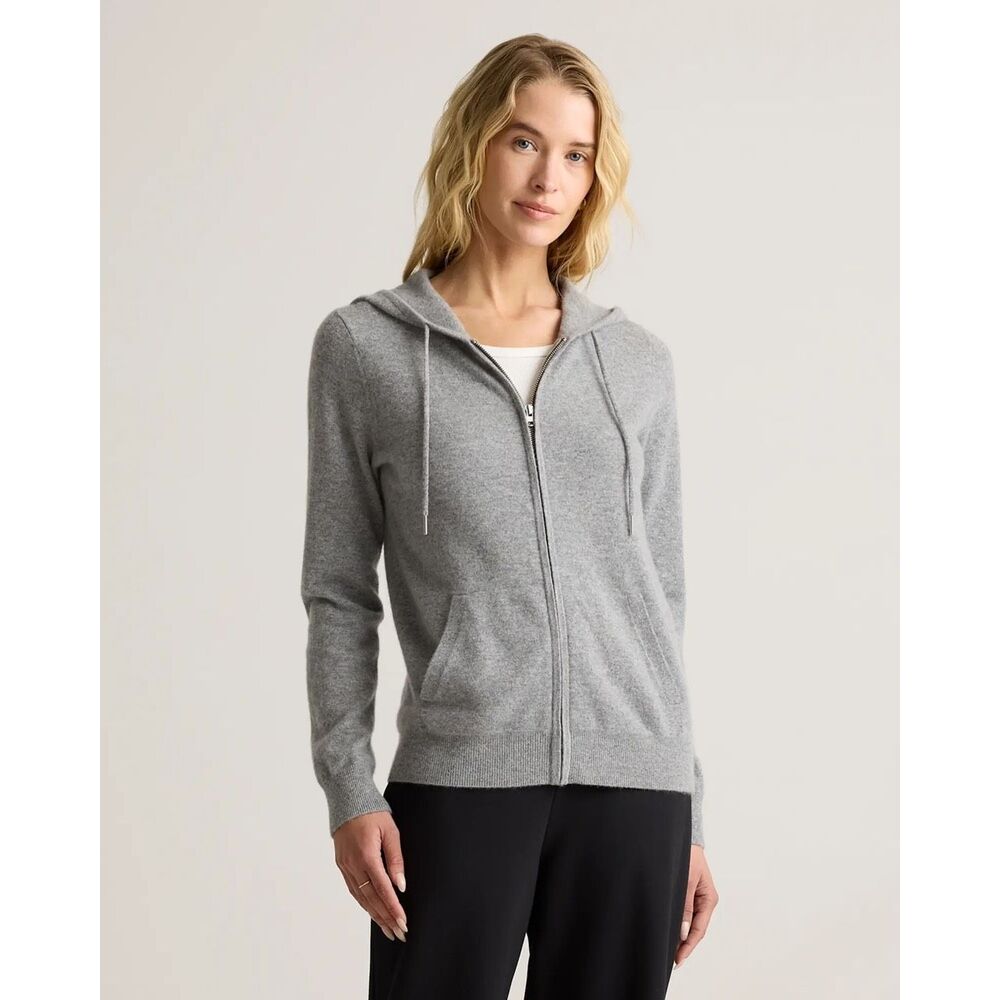 Quince 100% Mongolian Cashmere Full Zip Up Hoodie Sweatshirt Sweater Small - Picture 1 of 7
